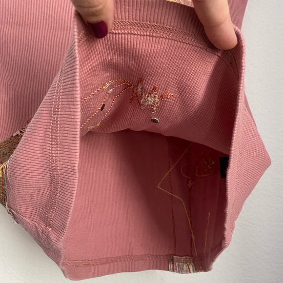 SOLD    Buffalo • Blush Pink Ribbed Patchwork Tee - Picture 6 of 11